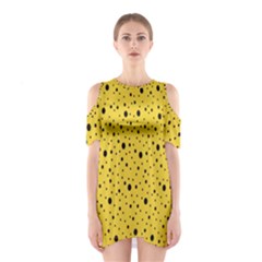 Polkadot Yellow Shoulder Cutout One Piece Dress by nate14shop