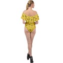 Polkadot Yellow Off Shoulder Velour Bodysuit  View2