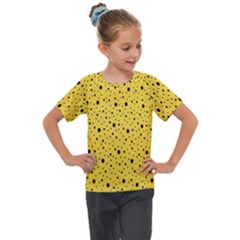 Polkadot Yellow Kids  Mesh Piece Tee