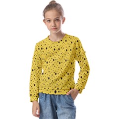 Polkadot Yellow Kids  Long Sleeve Tee With Frill 