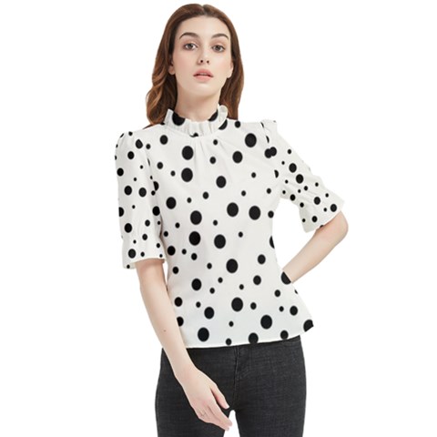 Motif-polkadot-001 Frill Neck Blouse by nate14shop