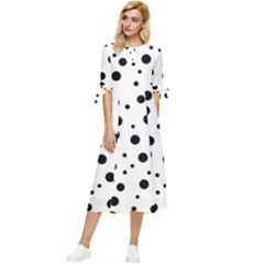 Motif-polkadot-001 Bow Sleeve Chiffon Midi Dress