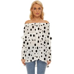 Motif-polkadot-001 Off Shoulder Chiffon Pocket Shirt