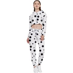 Motif-polkadot-001 Cropped Zip Up Lounge Set