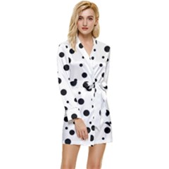 Motif-polkadot-001 Long Sleeve Satin Robe