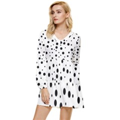 Motif-polkadot-001 Tiered Long Sleeve Mini Dress