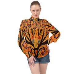 Mosaic High Neck Long Sleeve Chiffon Top by nate14shop