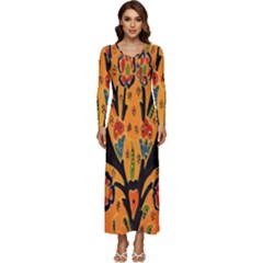 Mosaic Long Sleeve Velour Longline Maxi Dress