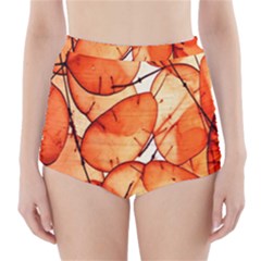 Orange High-waisted Bikini Bottoms