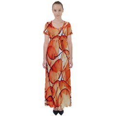 Orange High Waist Short Sleeve Maxi Dress by nate14shop