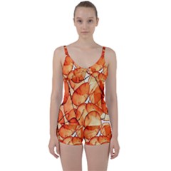 Orange Tie Front Two Piece Tankini by nate14shop