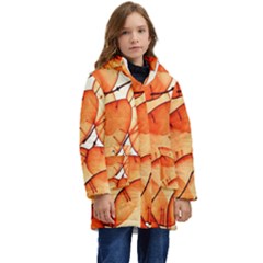 Orange Kid s Hooded Longline Puffer Jacket by nate14shop