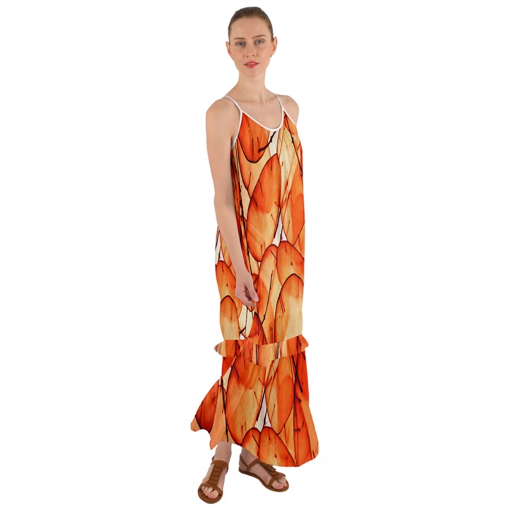 Orange Cami Maxi Ruffle Chiffon Dress