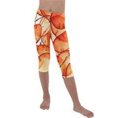 Orange Kids  Lightweight Velour Capri Leggings  by nate14shop