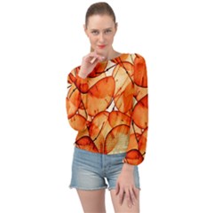 Orange Banded Bottom Chiffon Top by nate14shop