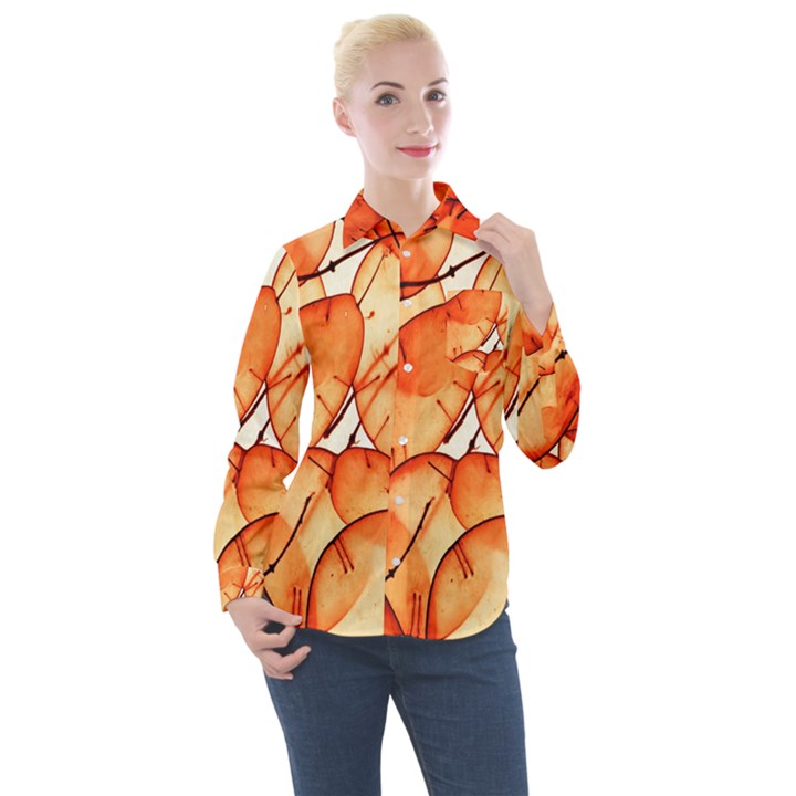 Orange Women s Long Sleeve Pocket Shirt