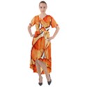 Orange Front Wrap High Low Dress View1