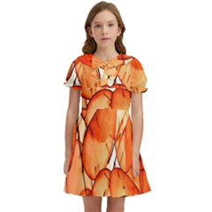 Orange Kids  Bow Tie Puff Sleeve Dress