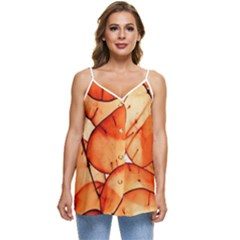 Orange Casual Spaghetti Strap Chiffon Top