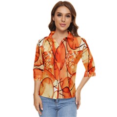 Orange Women s Quarter Sleeve Pocket Shirt