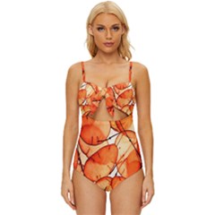 Orange Knot Front One-piece Swimsuit by nate14shop