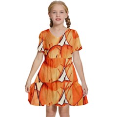 Orange Kids  Short Sleeve Tiered Mini Dress