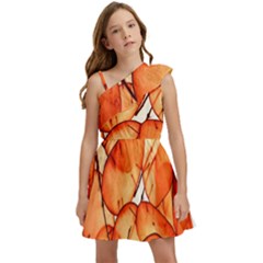 Orange Kids  One Shoulder Party Dress