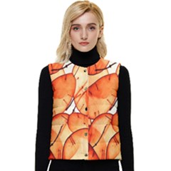 Orange Women s Short Button Up Puffer Vest by nate14shop