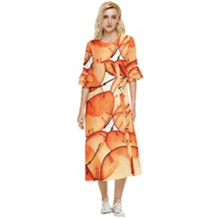 Orange Double Cuff Midi Dress