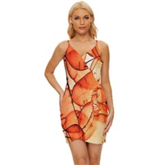 Orange Wrap Tie Front Dress