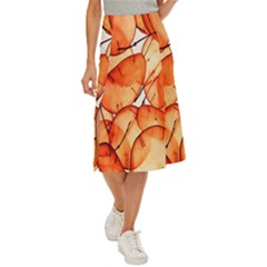 Orange Midi Panel Skirt