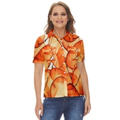 Orange Women s Short Sleeve Double Pocket Shirt