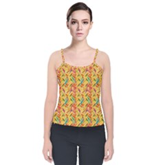 Pattern Velvet Spaghetti Strap Top by nate14shop