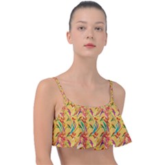 Pattern Frill Bikini Top