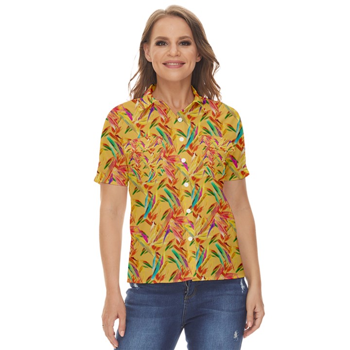 Pattern Women s Short Sleeve Double Pocket Shirt