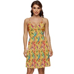 Pattern V-neck Pocket Summer Dress 