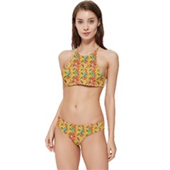 Pattern Banded Triangle Bikini Set