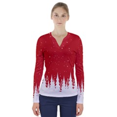 Merry Cristmas,royalty V-neck Long Sleeve Top by nate14shop