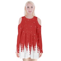 Merry Cristmas,royalty Velvet Long Sleeve Shoulder Cutout Dress by nate14shop