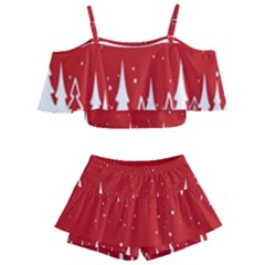 Merry Cristmas,royalty Kids  Off Shoulder Skirt Bikini