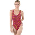 Pattern Pink High Leg Strappy Swimsuit View1