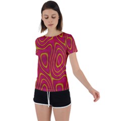 Pattern Pink Back Circle Cutout Sports Tee