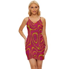 Pattern Pink Wrap Tie Front Dress