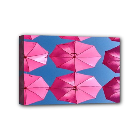 Pink Umbrella Mini Canvas 6  X 4  (stretched) by nate14shop