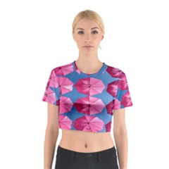 Pink Umbrella Cotton Crop Top by nate14shop