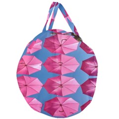 Pink Umbrella Giant Round Zipper Tote