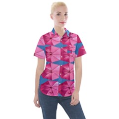 Pink Umbrella Women s Short Sleeve Pocket Shirt