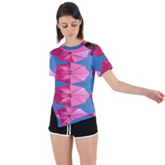 Pink Umbrella Asymmetrical Short Sleeve Sports Tee