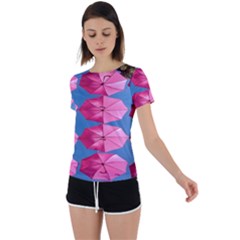 Pink Umbrella Back Circle Cutout Sports Tee