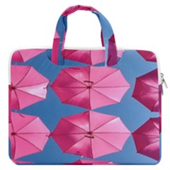 Pink Umbrella Macbook Pro13  Double Pocket Laptop Bag by nate14shop